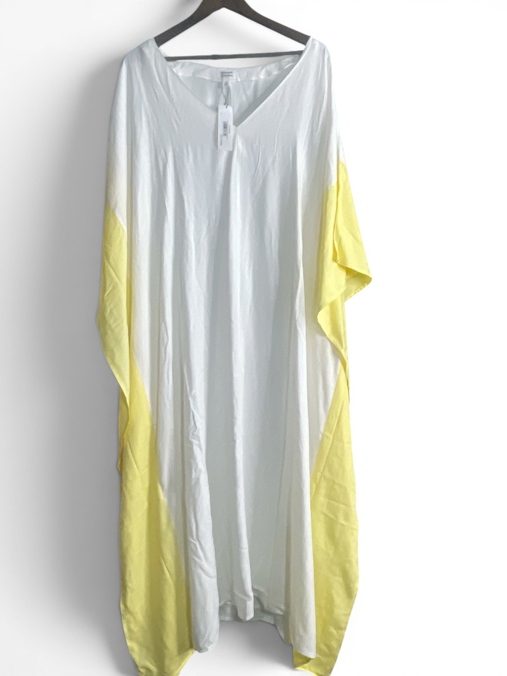 White & Yellow V-Neck kaftan made in India 100% viscose she’s a beauty